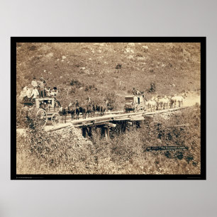 Poster Deux diligences passant Black Hills WY 1889