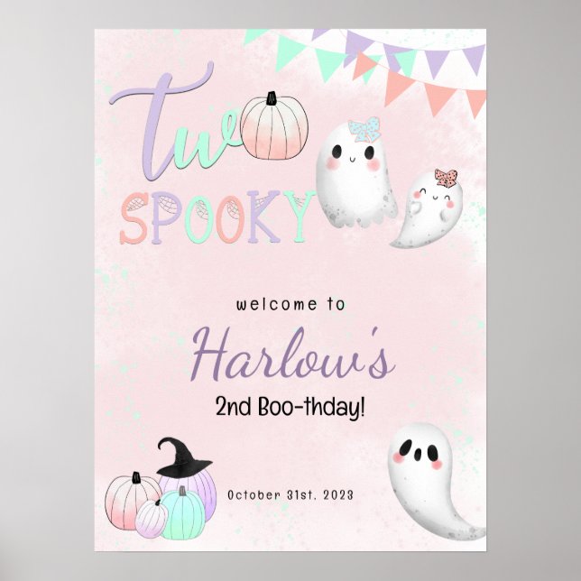 Poster Deux Éffrayants Pastel Halloween Bienvenue (Devant)