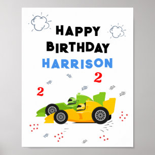 Poster Deux Enfants de 2e anniversaire Rapide Racing Cars