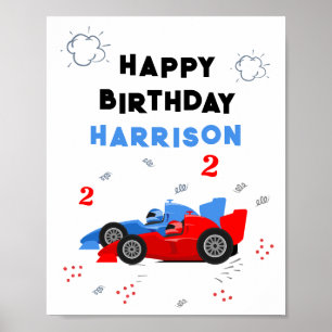 Poster Deux Enfants de 2e anniversaire Rapide Racing Cars