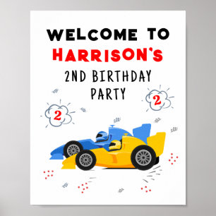 Poster Deux Enfants de 2e anniversaire Rapide Racing Cars