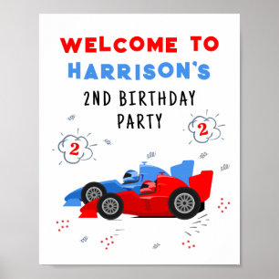 Poster Deux Enfants de 2e anniversaire Rapide Racing Cars