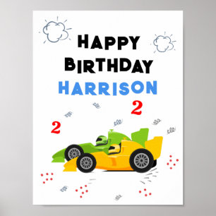 Poster Deux Enfants de 2e anniversaire Rapide Racing Cars