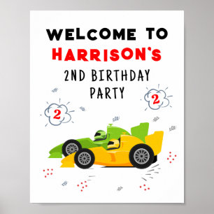Poster Deux Enfants de 2e anniversaire Rapide Racing Cars