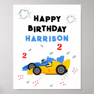 Poster Deux Enfants de 2e anniversaire Rapide Racing Cars