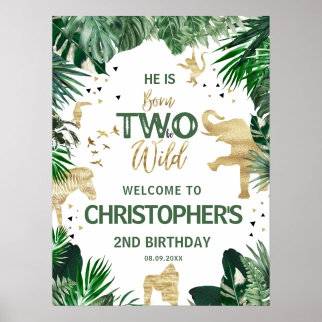 Poster Deux enfants Wild Jungler 2e fête d'anniversaire B (Devant)