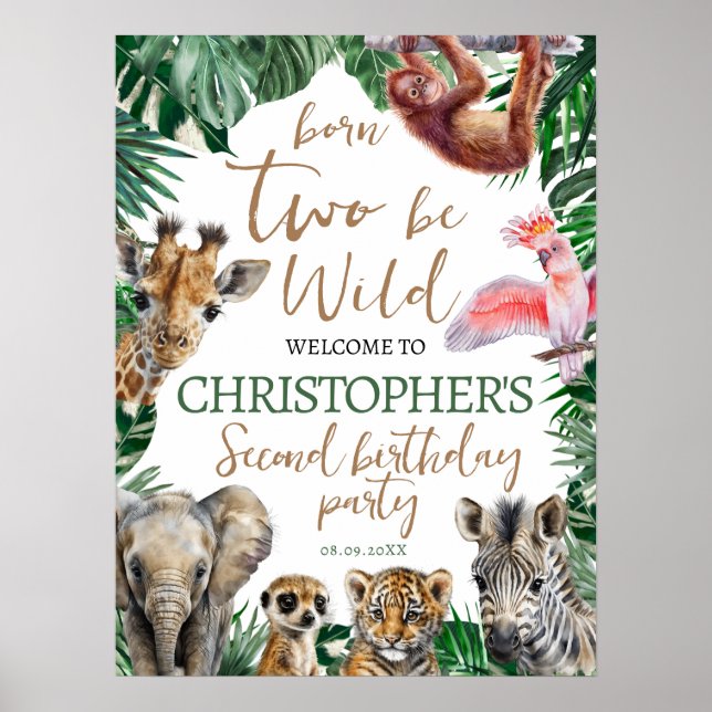 Poster Deux enfants Wild Jungler 2e fête d'anniversaire B (Devant)