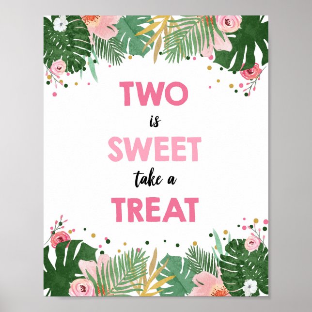 Poster Deux est Sweet Tropical Safari Girl Signal d'anniv (Devant)