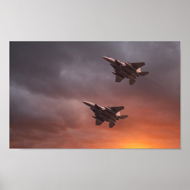 Poster Deux F-15E volants à basse altitude frappent des a (Devant)