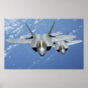 Poster Deux F-22 Raptors survolent l'océan Pacifique