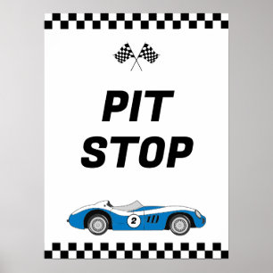 Poster Deux Fast Blue Vintage Race Car Anniversaire