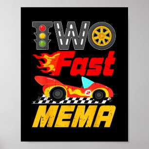 Poster Deux Fast Mema Pit Crew Racing Car Famille Anniver