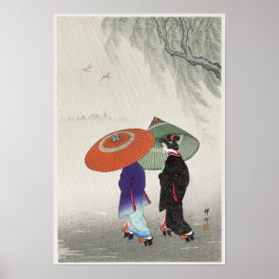 Poster Deux femmes dans la pluie par Ohara Koson (1925-19