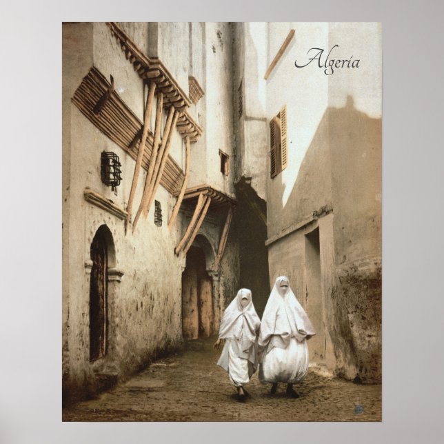 Poster Deux femmes marchant à Alger (1900) (Devant)