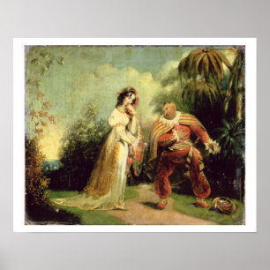 Poster Deux figures dans le costume turc dans terres