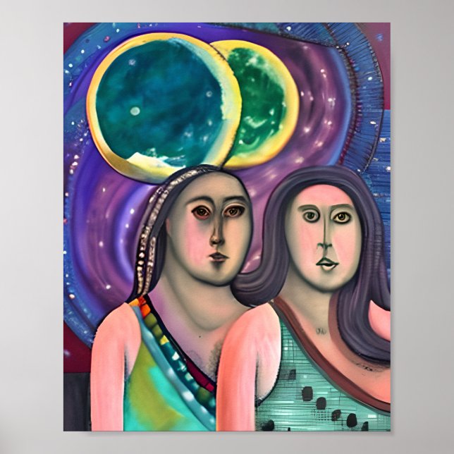 Poster Deux filles sous les lunes (Devant)