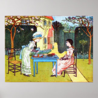 Poster : Deux Filles Victoriennes Avec Thé