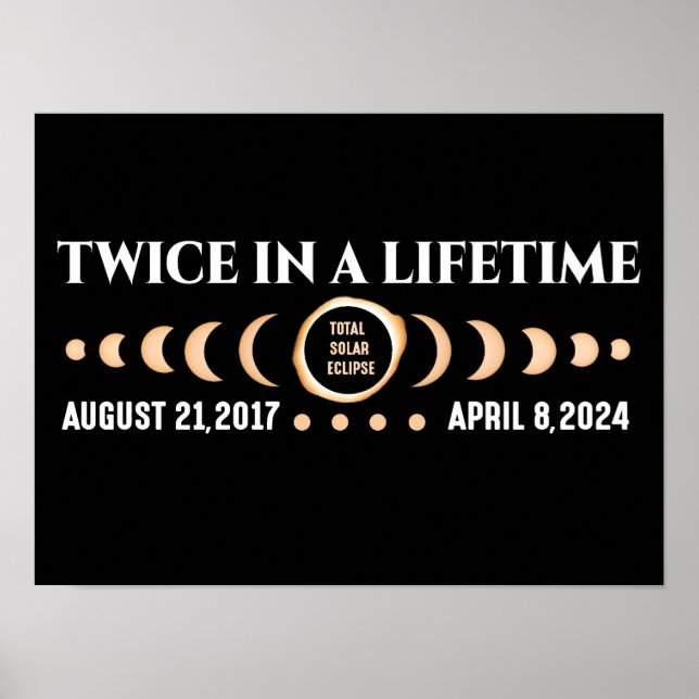 Poster Deux Fois Dans Une Vie Total Éclipse Solaire 2024 (Devant)