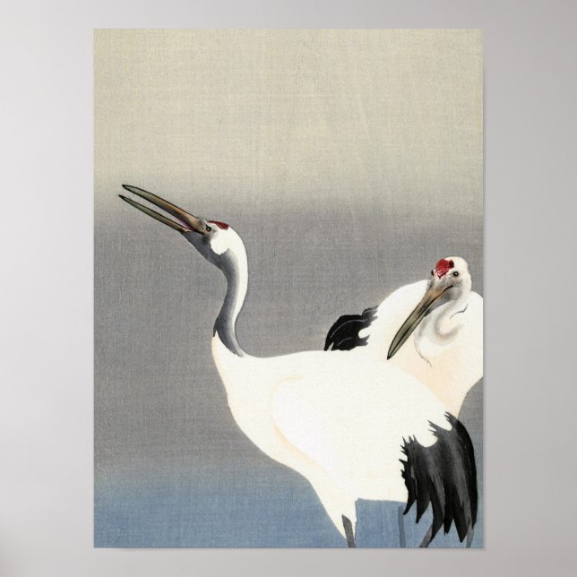 Poster Deux grues, 1900-1930 par Ohara Koson (Devant)