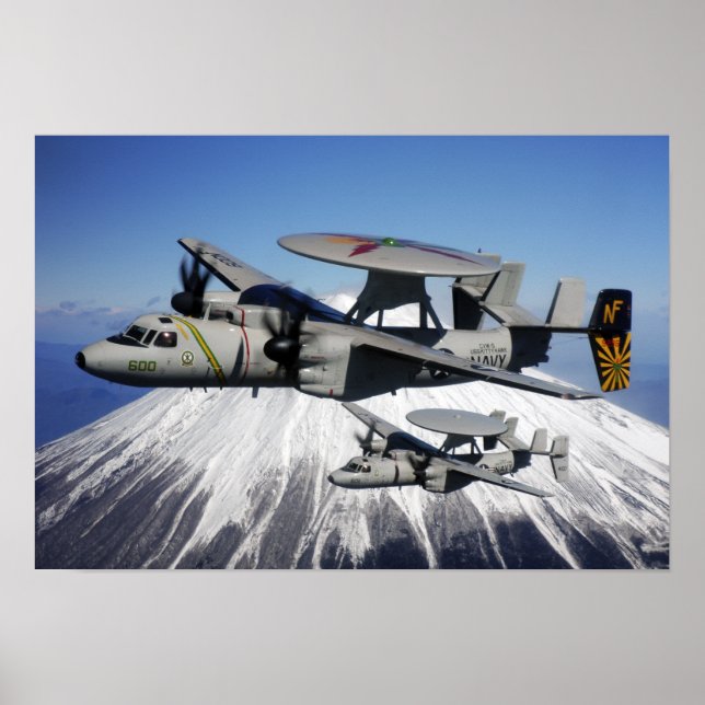 Poster Deux Hawkeyes E-2C effectuent un vol (Devant)