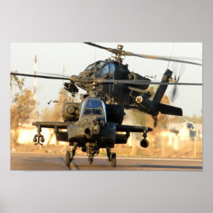 Poster Deux hélicoptères Apache AH-64