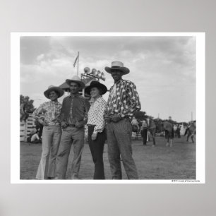 Poster Deux hommes et deux femmes au rodéo