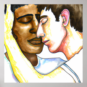 Poster Deux hommes se réconcilient dans l'amour LGBTQ