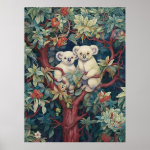 Poster Deux koalas en haut d'un gommier