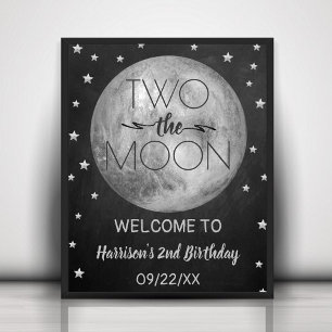 Poster Deux La Lune 2e fête d'anniversaire Bienvenue