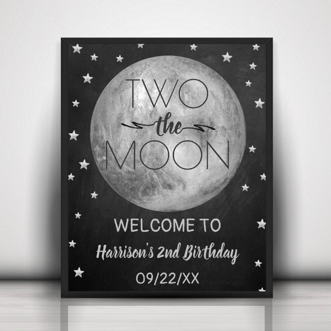 Poster Deux La Lune 2e fête d'anniversaire Bienvenue (Créateur téléchargé)