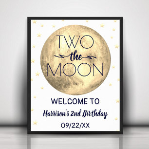 Poster Deux La Lune 2e fête d'anniversaire Bienvenue