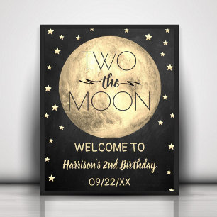 Poster Deux La Lune 2e fête d'anniversaire Bienvenue