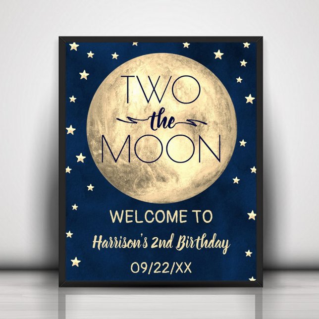 Poster Deux La Lune 2e fête d'anniversaire Bienvenue (Créateur téléchargé)
