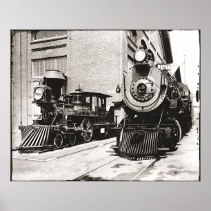 Poster Deux Locomotives à vapeur