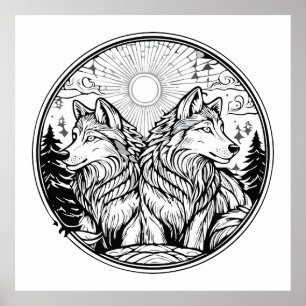 Poster Deux loups
