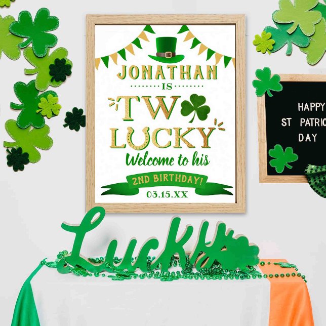 Poster Deux Lucky St. Patrick's Day 2e anniversaire Bienv (Créateur téléchargé)