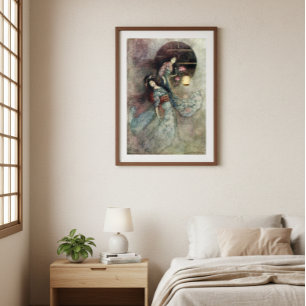 Poster Deux maidens et lanterne de Warwick Goble