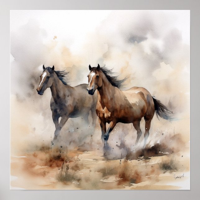 Poster "Deux moutardes sauvages" Aquarelle occidentale Du (Devant)