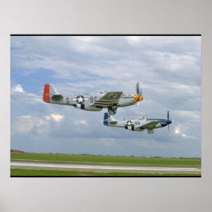 Poster Deux mustangs P51 pilotant par. des avions de