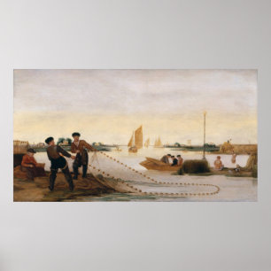 Poster Deux pêcheurs tirant dans leurs filets