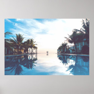 Poster Deux personnes au bord de la piscine