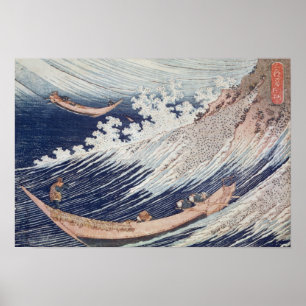 Poster Deux petits bateaux de pêche en mer