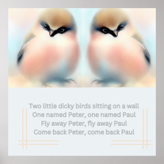 Poster Deux petits oiseaux cinglants. Pépinière (Devant)