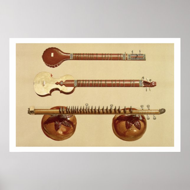Poster Deux sitars et une rudra vina, indienne, de 'Music (Devant)