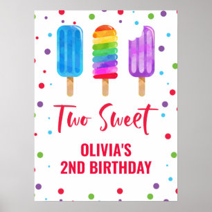 Poster Deux Sweet 2ème anniversaire Glace arc-en-ciel