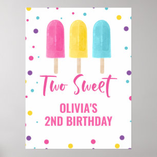 Poster Deux Sweet 2ème anniversaire Glace arc-en-ciel