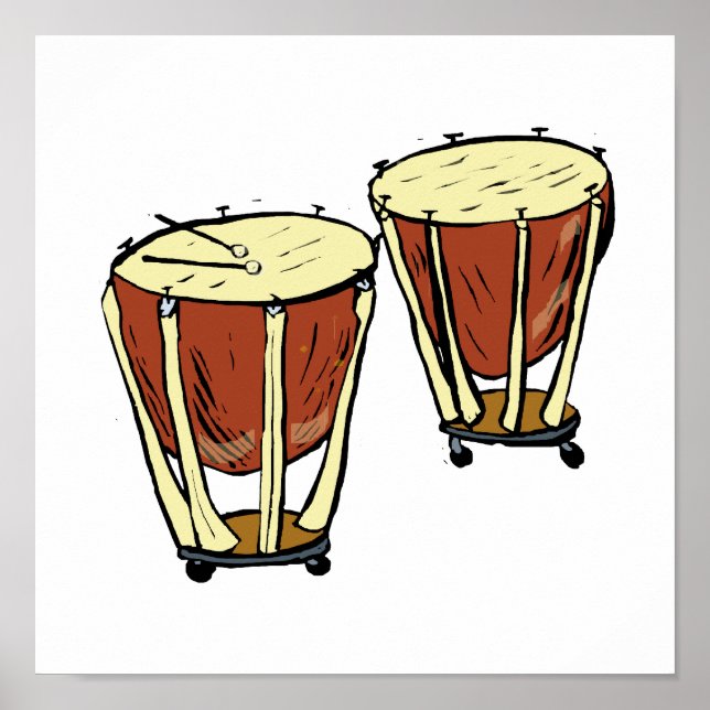 Poster Deux Timpani Avec Des Mallets Image Graphique (Devant)