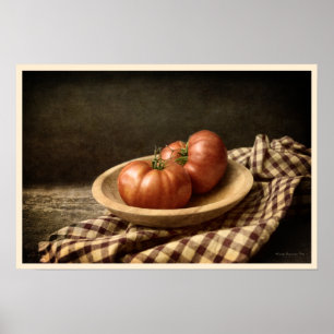 Poster Deux tomates rouges dans une cuvette