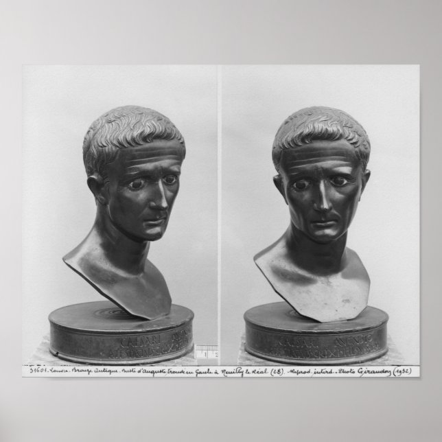 Poster Deux vues d'un buste de l'empereur Auguste (Devant)
