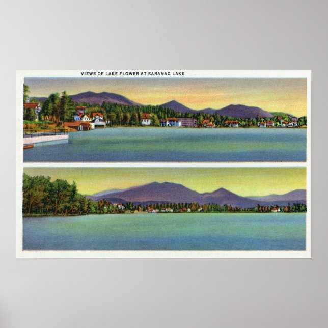 Poster Deux vues sur le lac Flower (Devant)